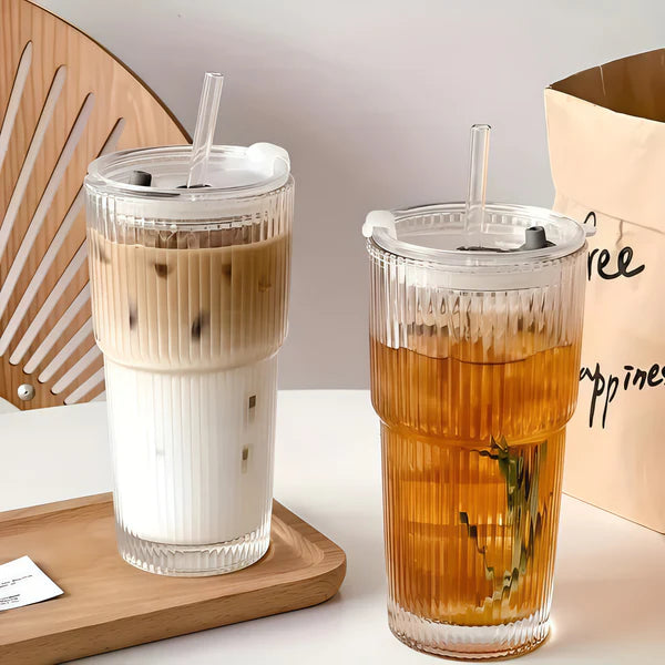 SpillSafe™  Glass Matcha Cup and Straw