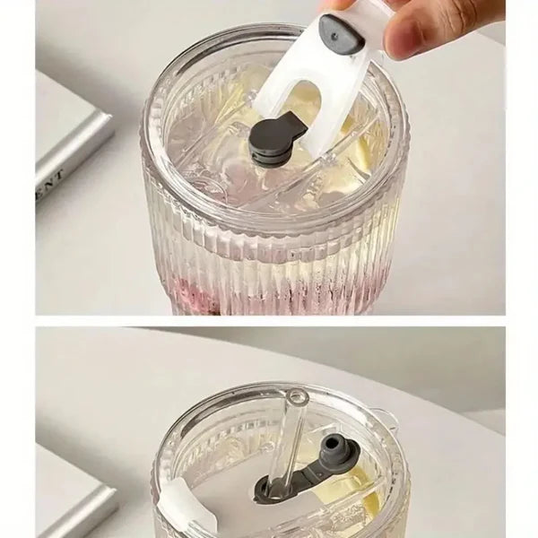 SpillSafe™  Glass Matcha Cup and Straw